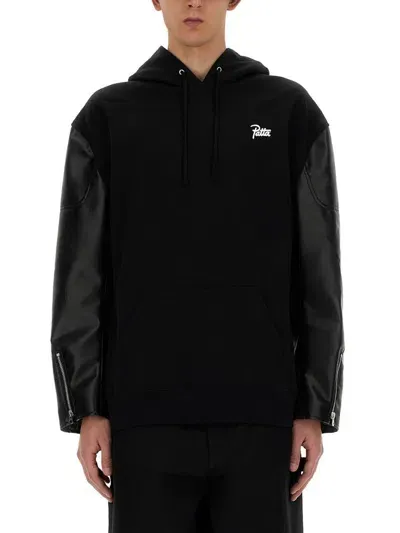 Junya Watanabe X Patta Logo Printed Drawstring Hoodie In Black