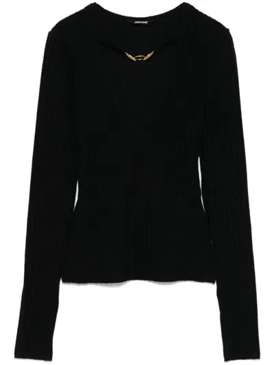 Just Cavalli 3d-knit Top In Black