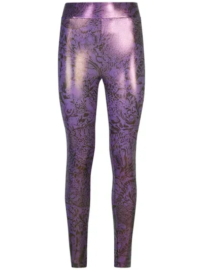 Just Cavalli Animal-print Leggings In Purple