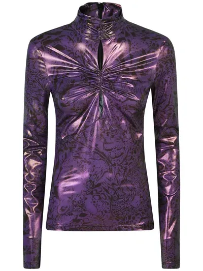 Just Cavalli Animal-print Top In Purple