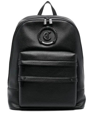 Just Cavalli Appliqué-logo Mesh-panel Backpack In Black