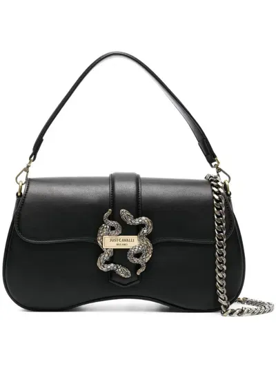 Just Cavalli Logo-plaque Tote Bag In Black