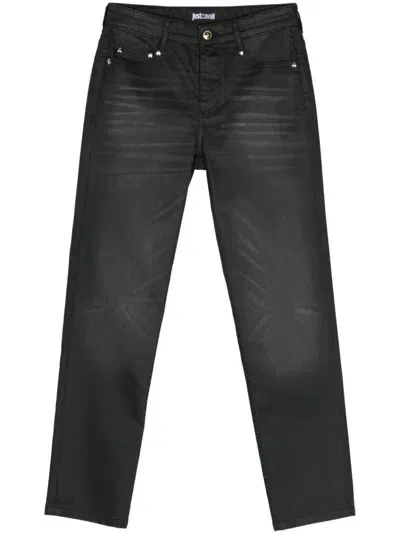 Just Cavalli Coated Skinny Jeans In Black