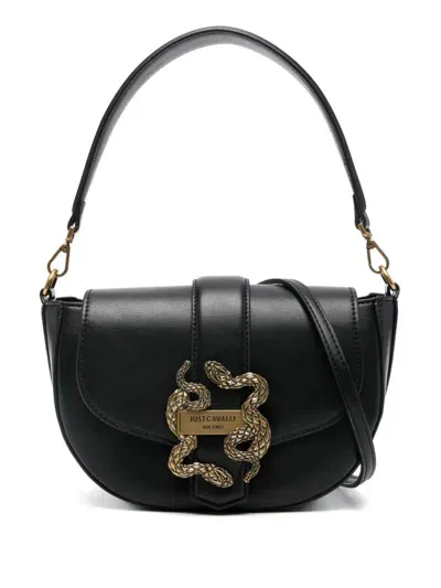 Just Cavalli Iconic-snake Shoulder Bag In Black