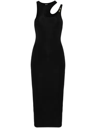 Just Cavalli Cut-out Jersey Midi Dress In Black