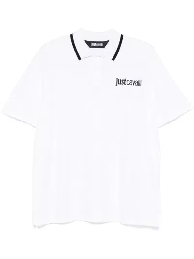 Just Cavalli Logo-embroidered Cotton Polo Shirt In White