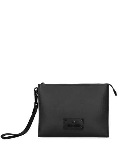 Just Cavalli Logo-patch Wash Bag In Black