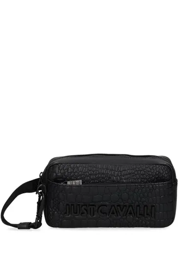 Just Cavalli Logo-plaque Wash Bag In Black