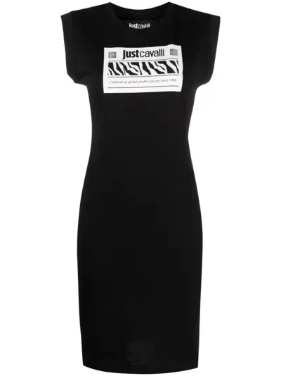 Just Cavalli Logo-print T-shirt Dress In Schwarz