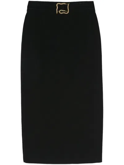 Just Cavalli Metal-snake Detail Midi Skirt In Black