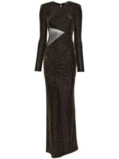 Just Cavalli Metallic-threading Maxi Dress In Black