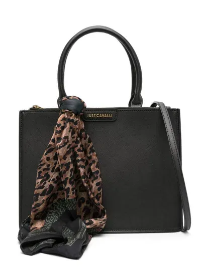 Just Cavalli Range Foulard Tote Bag In Black