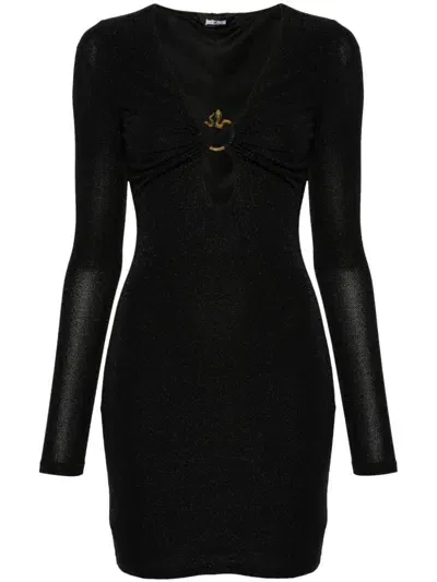 Just Cavalli Snake-detail Mini Dress In Black