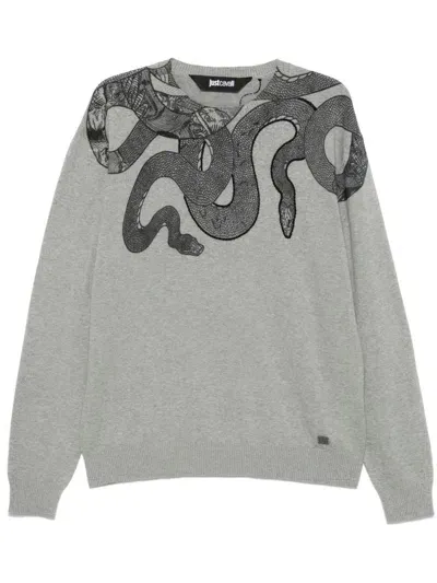 Just Cavalli Snake-print Sweater In Grau