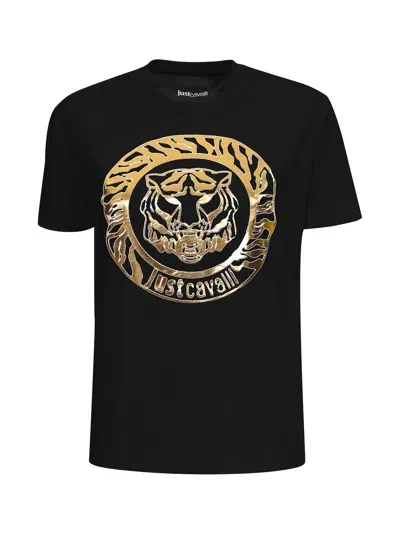 Just Cavalli Tiger Head-print T-shirt In Black