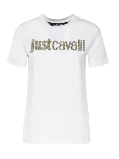 Just Cavalli T-shirt In Cotton In Blanco