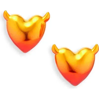 Justine Clenquet Devil Stud Earrings In Gold