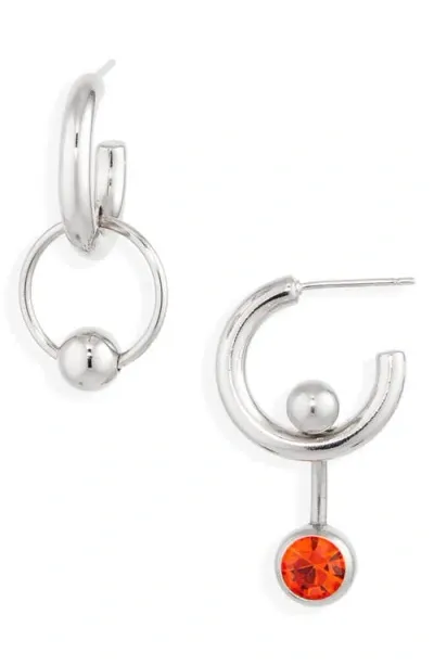 Justine Clenquet Frankie Drop Hoop Earrings In Palladium