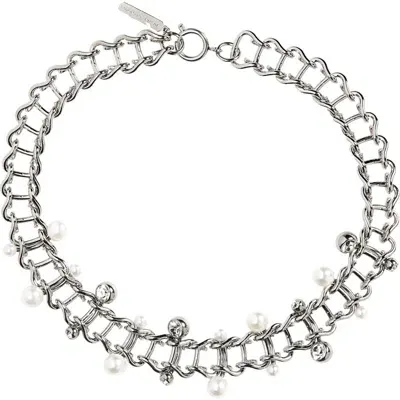 Justine Clenquet Mindy Pierced Choker Necklace In Pearl