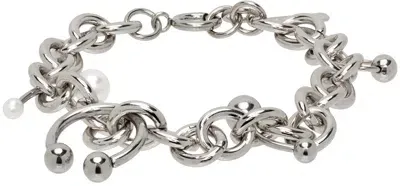 Justine Clenquet Silver Holly Pearl Bracelet In Palladium