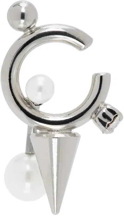 Justine Clenquet Silver Tabby Pearl Ear Cuff In Palladium