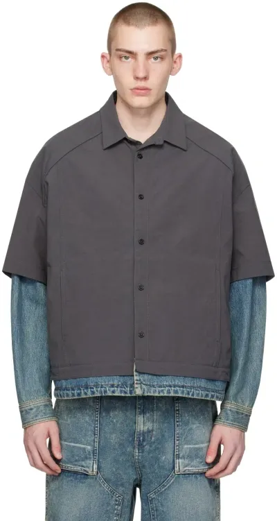 Juunj Gray & Indigo Layered Shirt In 3 Grey