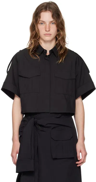 Juunj Classic-collar Cropped Shirt In Black