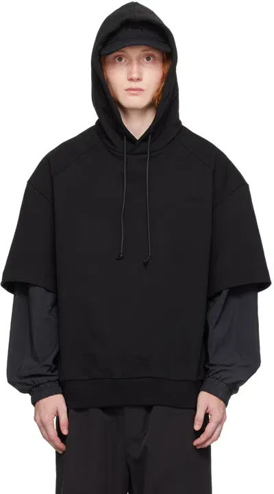 Juunj Black Dual Sleeve Hoodie In 5 Black