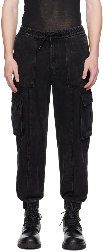 Juunj Black Faded Denim Cargo Pants