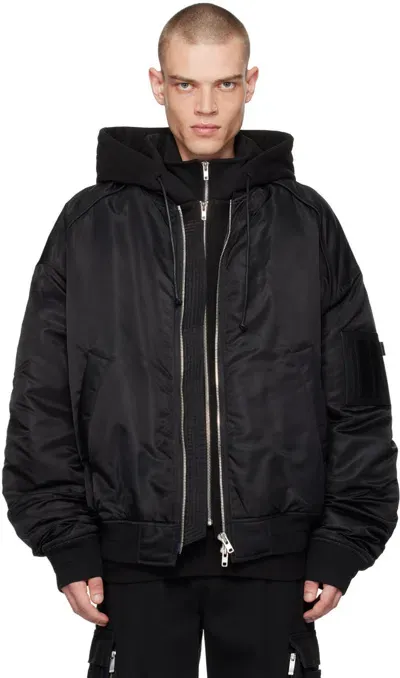 Juunj Black Layered Bomber Jacket In 5 Black