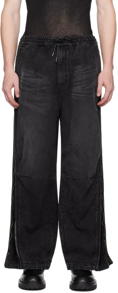 Juunj Black Side Zip Jeans In 5 Black