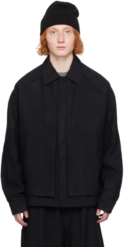 Juunj Black Spread Collar Jacket In 5 Black