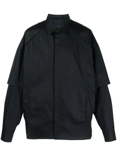 Juunj Long-sleeve Double-layer Shirt In Black