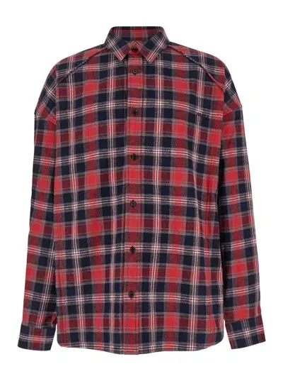 Juunj Over Fit Classic Check Shirts In Red