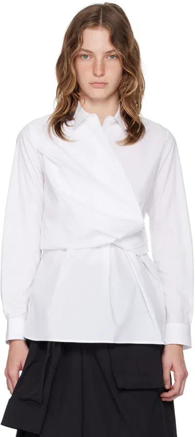 Juunj White Twisted Wrap Shirt