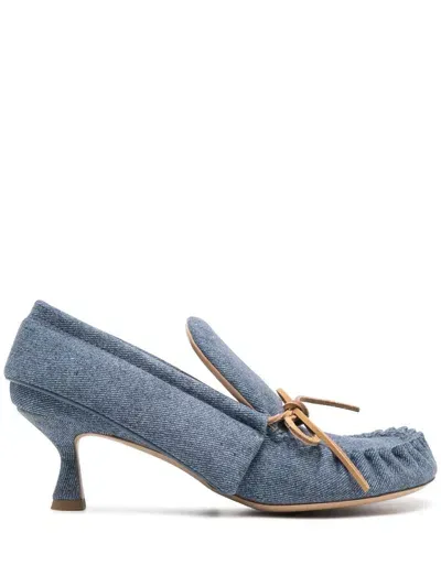 Jw Anderson 80mm Moc-stitching Pumps In 20070 Medium Blue