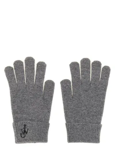 Jw Anderson Anchor Gloves In Grey