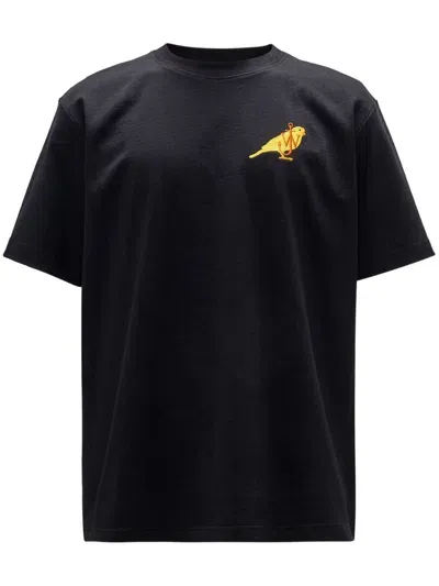 Jw Anderson T-shirt With Canary Embroidery In Black