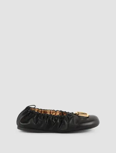 Jw Anderson Jwa Puller Leather Ballet Flats In Black Gold