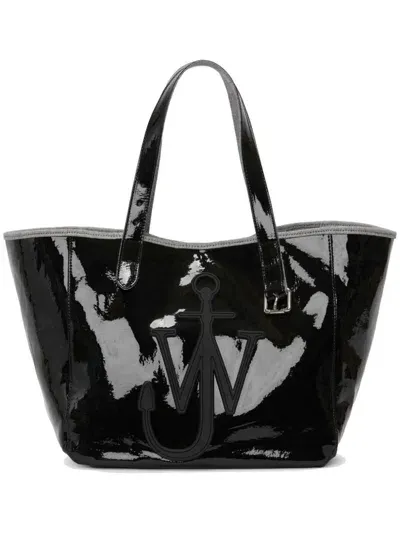 Jw Anderson Belt Coated-finish Denim Tote Bag In Black