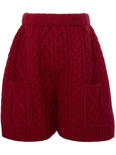 Jw Anderson Cable Knit Shorts In Red