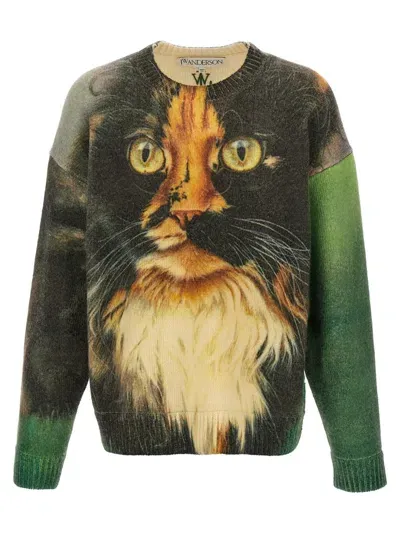 Jw Anderson Cat Print Sweater In Multicolor