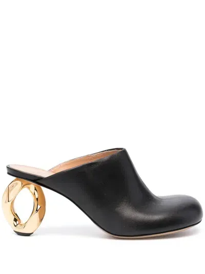 Jw Anderson Chain Heel 75mm Mules In Black