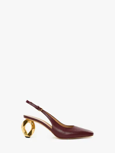 Jw Anderson Chain Heel Slingback Pumps In Burgundy