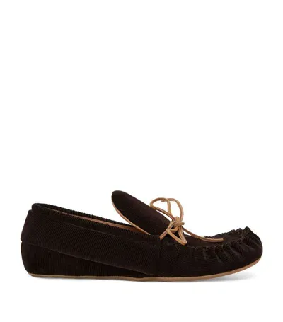 Jw Anderson Corduroy Moccasin Loafers In Brown