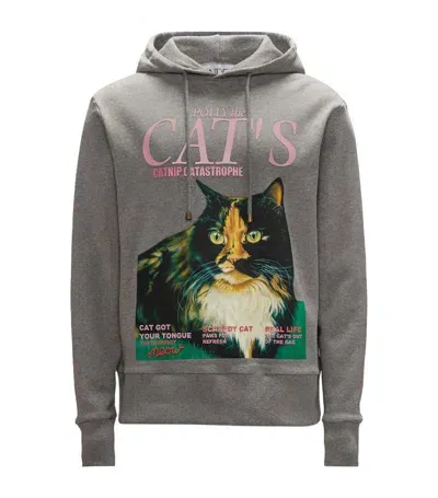 Jw Anderson Hoodie With Cat Print In Grey