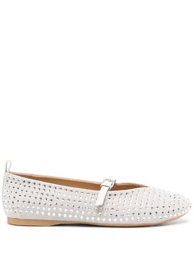 Jw Anderson Strass Suede Mary Jane Ballerina Flats In Grey