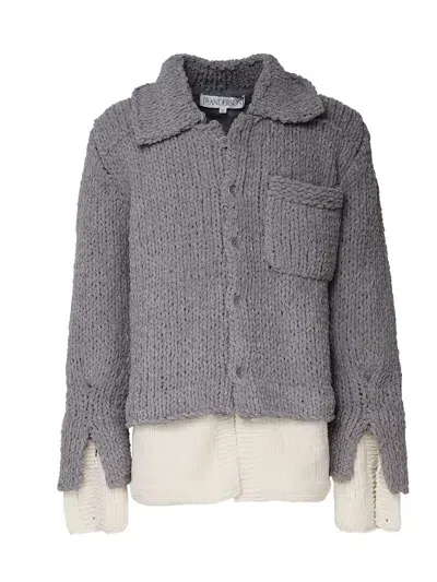 Jw Anderson Double Wool Blend Sweater In Grey