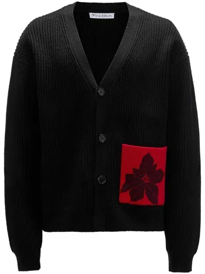 Jw Anderson Cardigan With Patch Pocket In Black