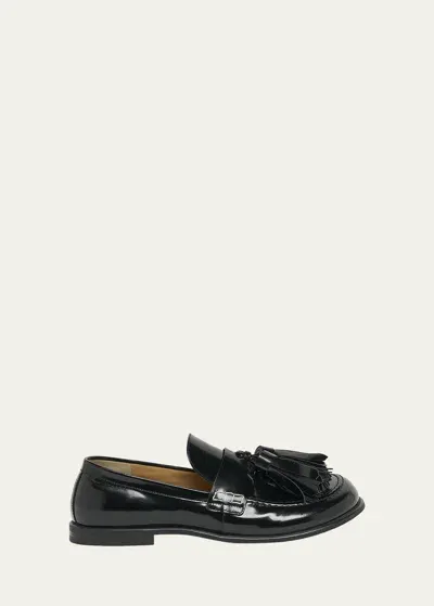 Jw Anderson Glossy Leather Tassel Loafers In Schwarz